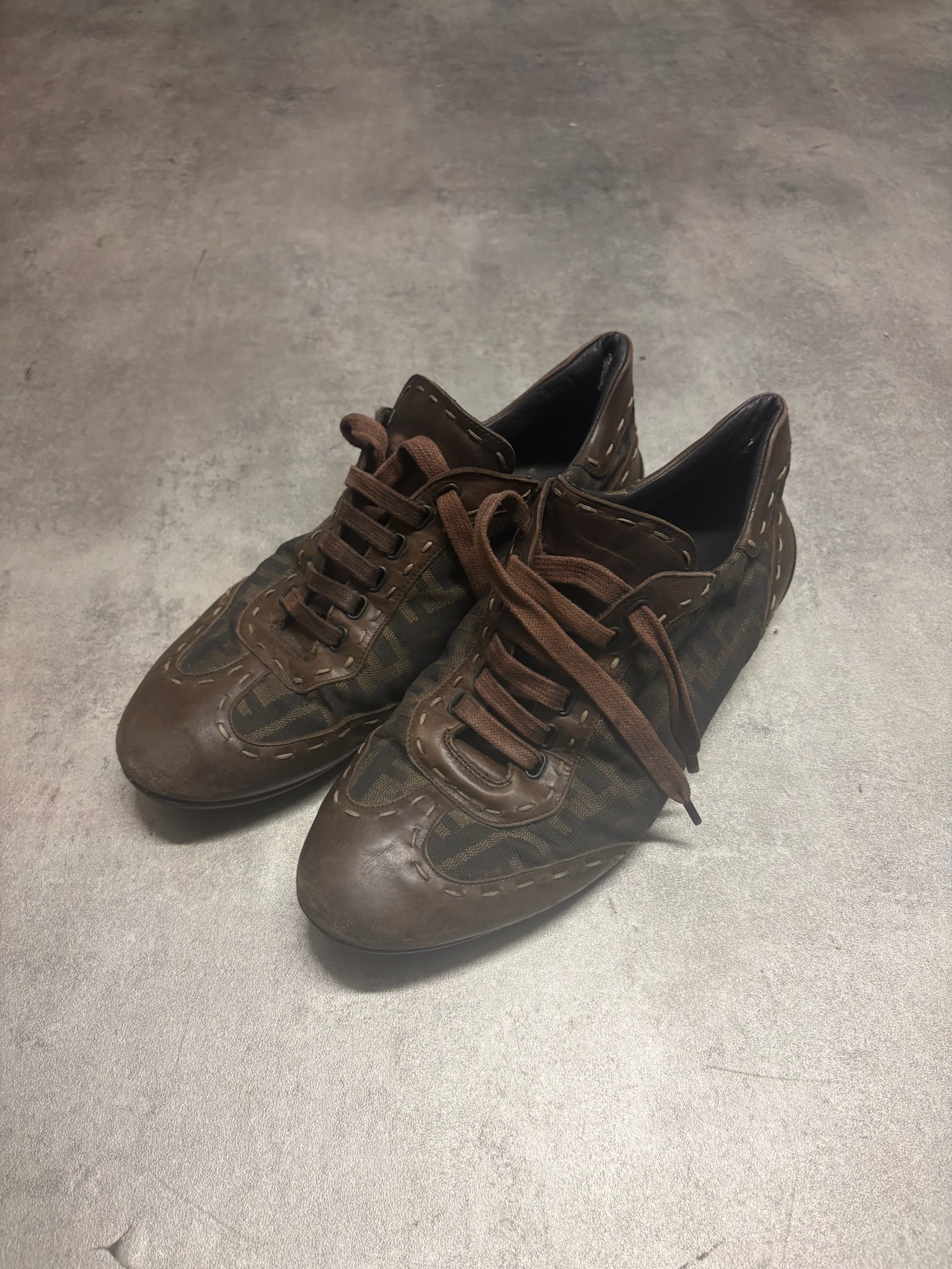 Sneakers vintage Fendi monogram Zucca marroni - Taglia 44 EU (10 UK) — 3