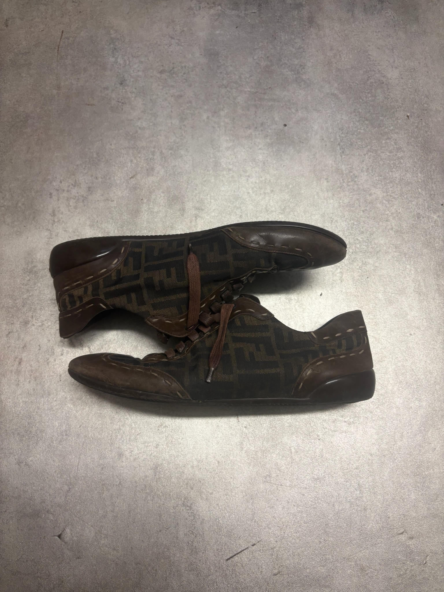 Sneakers vintage Fendi monogram Zucca marroni - Taglia 44 EU (10 UK)